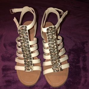 White sparkly wedges